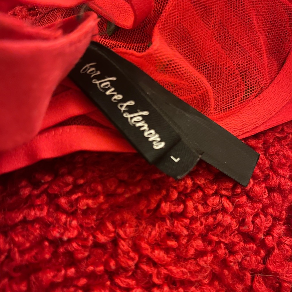 For Love And Lemons Red Cherry Embroidered Bra - Picture 6 of 6